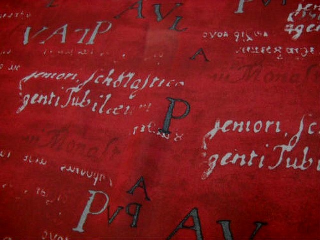Crepe viscose ecritures fond rouge 1
