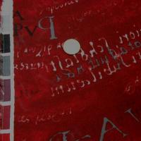 Crepe viscose ecritures fond rouge 2