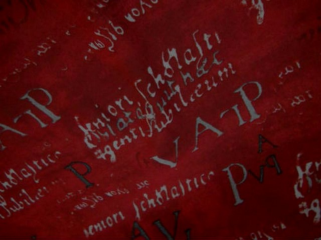 Crepe viscose ecritures fond rouge 3