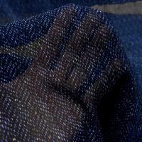 Crepe viscose fin fond bleu nuit motif petits traits 2 
