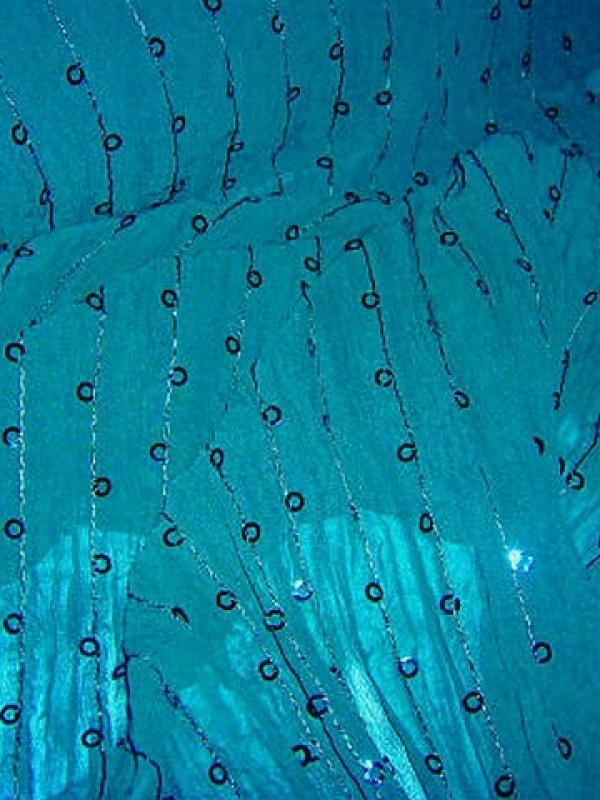 Crepe viscose fin turquoise a sequins 2 