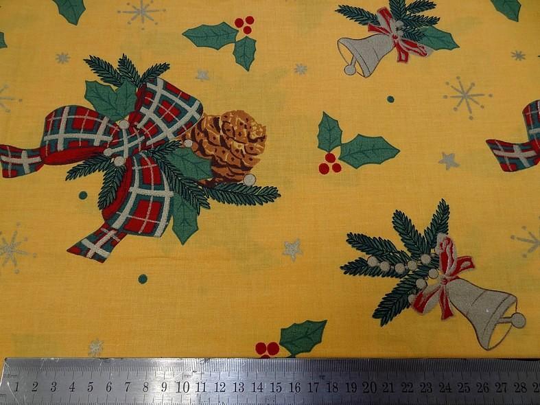 Cretonne coton jaune deco cloches de noel 10 1