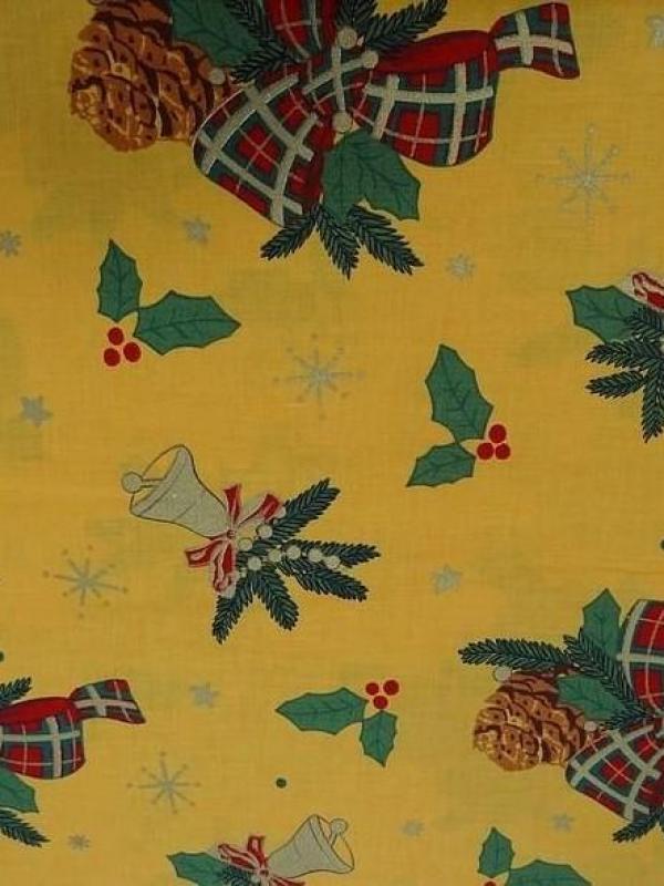 Cretonne coton jaune deco cloches de noel 8 3