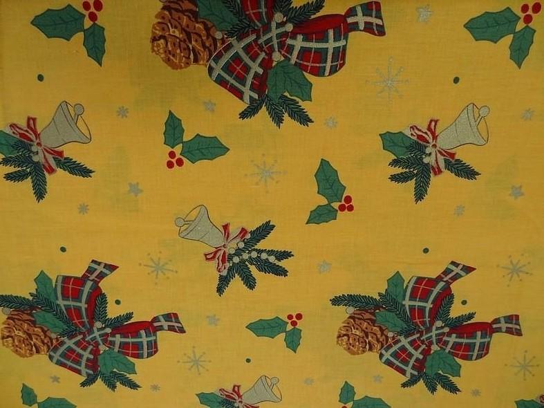 Cretonne coton jaune deco cloches de noel 8 3