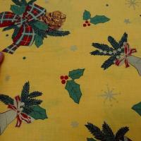 Cretonne coton jaune deco cloches de noel 9 1