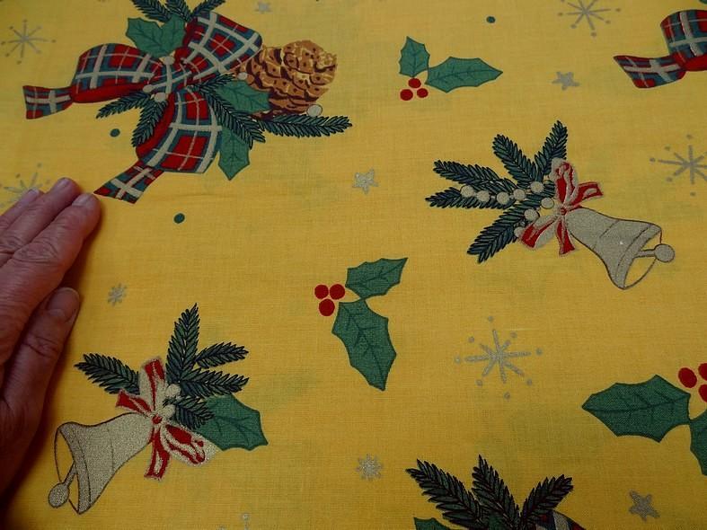 Cretonne coton jaune deco cloches de noel 9 1