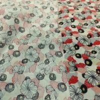 Cretonne fleurs moyennes blanc casse noir rouge coquelicot 1