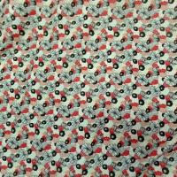 Cretonne fleurs moyennes blanc casse noir rouge coquelicot 2