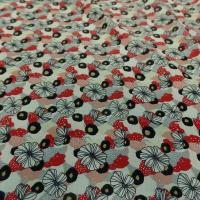 Cretonne fleurs moyennes blanc casse noir rouge coquelicot 4