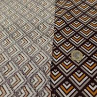Cretonne motif art deco ocre noir 1