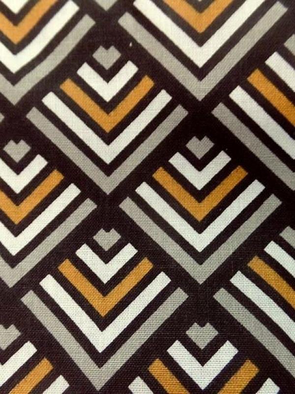 Cretonne motif art deco ocre noir 3
