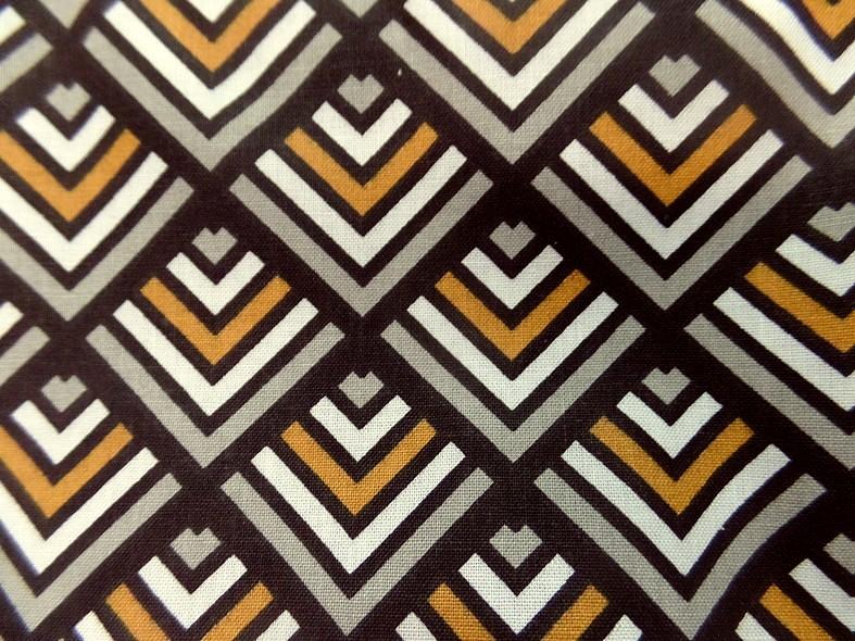 Cretonne motif art deco ocre noir 3