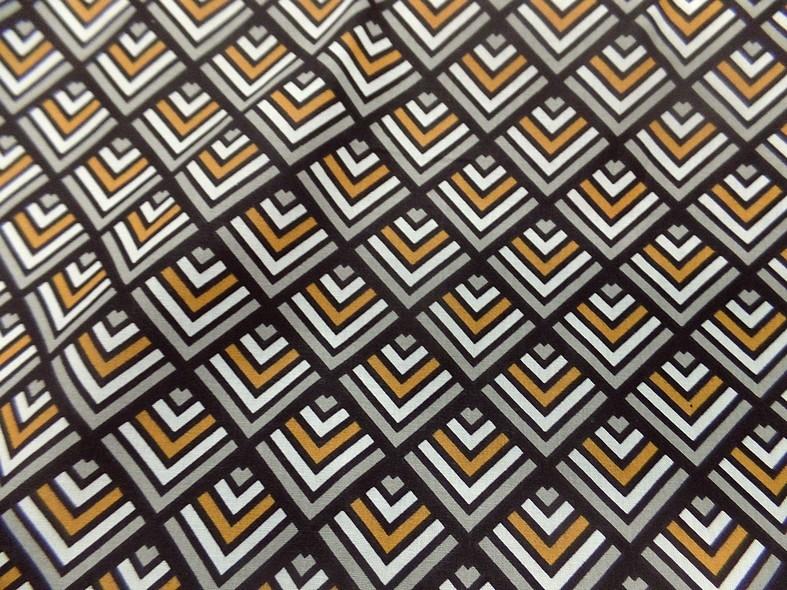 Cretonne motif art deco ocre noir 4