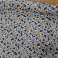 Cretonne motif bebes animaux sauvages gris jaune 3 