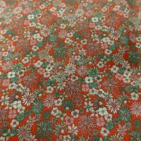 Cretonne motif fleuri corail et jade 4