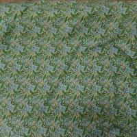 Cretonne motif petit feuillage bleu vert 