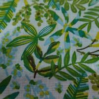 Cretonne motif petit feuillage bleu vert 2 