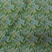Cretonne motif petit feuillage bleu vert 3 