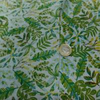 Cretonne motif petit feuillage bleu vert 4 