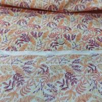 Cretonne motif petit feuillage corail violet 2 