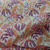 Cretonne motif petit feuillage corail violet 4 
