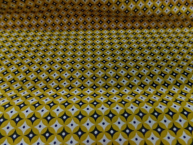 Cretonne petit motif vintage moutarde 2