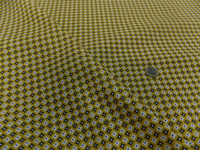 Cretonne petit motif vintage moutarde 3