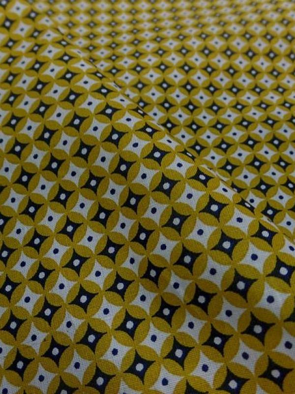 Cretonne petit motif vintage moutarde 4 