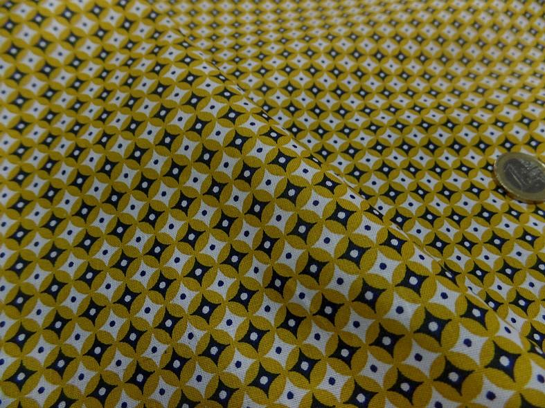 Cretonne petit motif vintage moutarde 4