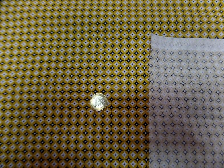 Cretonne petit motif vintage moutarde 5