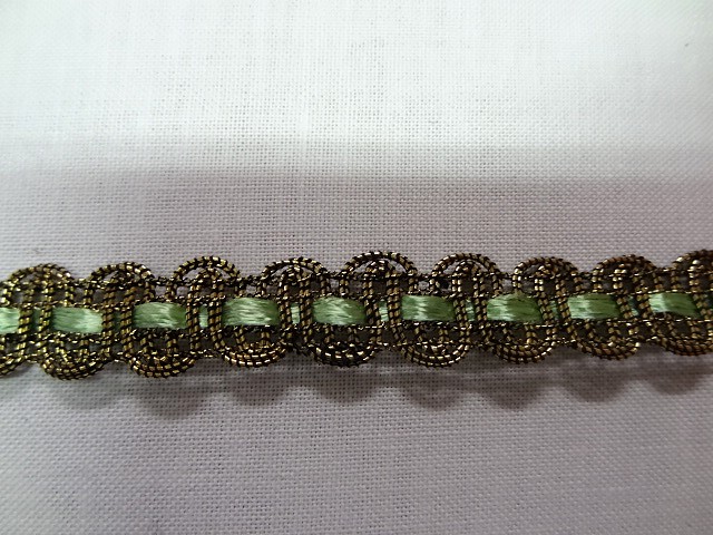 Croquet metal or cuivre et ruban vert clair 1 