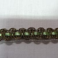 Croquet metal or cuivre et ruban vert clair 1