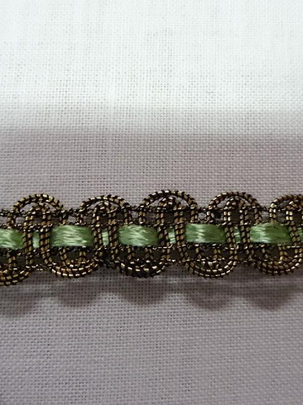 Croquet metal or cuivre et ruban vert clair 1 