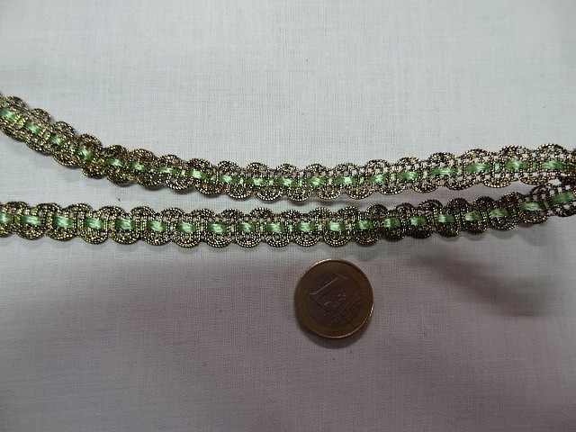 Croquet metal or cuivre et ruban vert clair 2