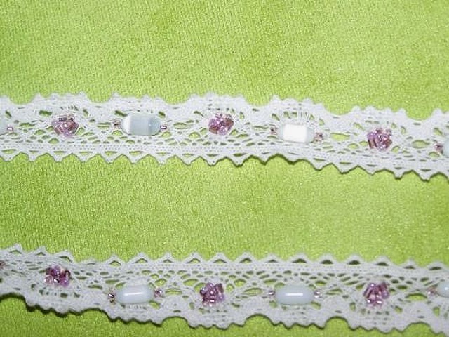 Dentelle amandine coton blanc perle 1