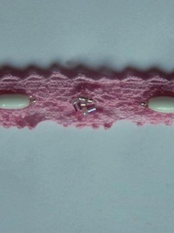 Dentelle amandine coton rose dragee perle 2 