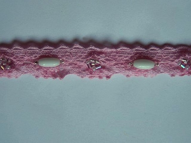 Dentelle amandine coton rose dragee perle 2