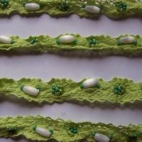 Dentelle amandine coton vert anis perle 2