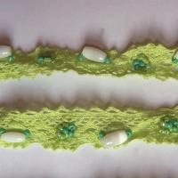 Dentelle amandine coton vert anis perle 3
