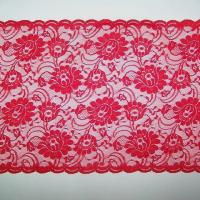 Dentelle de charme rouge vermillon fleurie 1