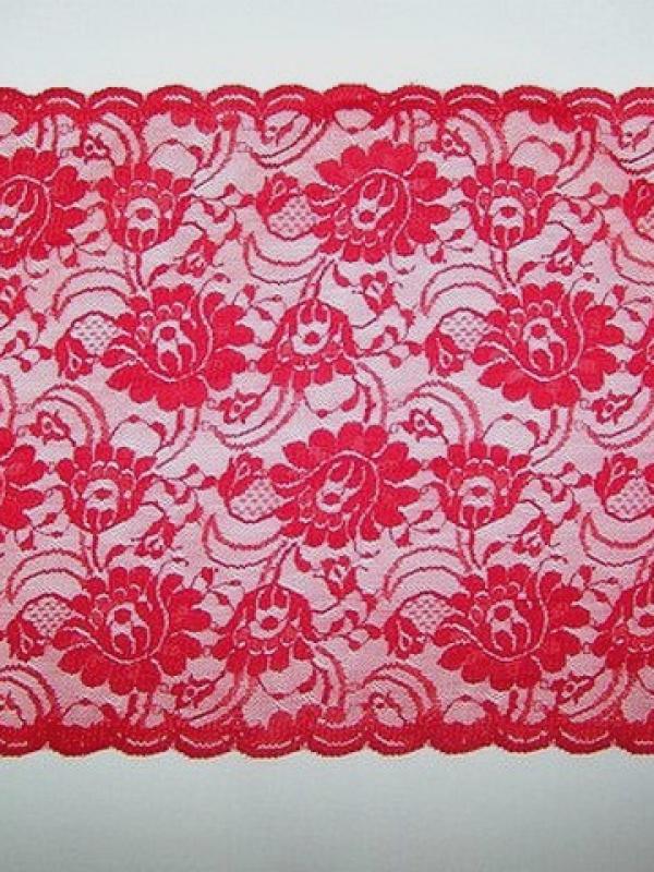 Dentelle de charme rouge vermillon fleurie 1 