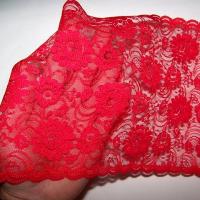 Dentelle de charme rouge vermillon fleurie 2