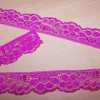 Dentelle extensible fuchsia fleurie petite largeur 1 1