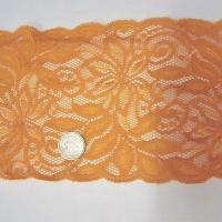 Dentelle extensible ocre fleurs exotiques 1 