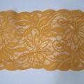Dentelle extensible ocre fleurs exotiques 2