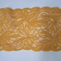 Dentelle extensible ocre fleurs exotiques 2