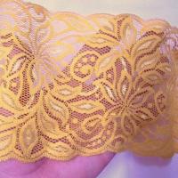 Dentelle extensible ocre fleurs exotiques 3