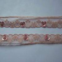 Dentelle fine anais vieux rose a sequins 2