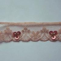 Dentelle fine anais vieux rose a sequins 3