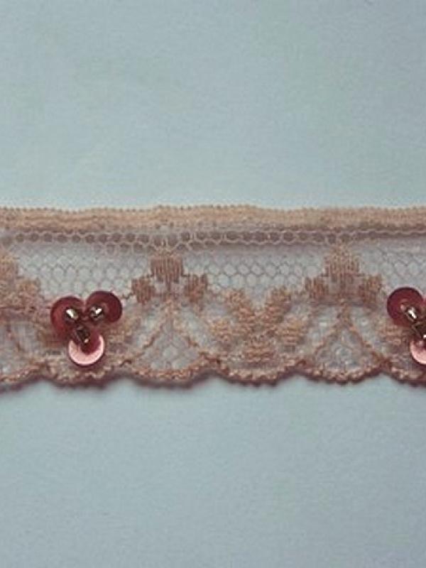 Dentelle fine anais vieux rose a sequins 3 